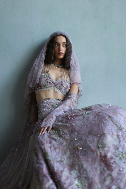 Lilac Stardust lehenga